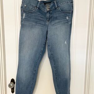torrid Distressed Mid-Blue Skinny Jeans